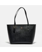 Sac cabas en Cuir Mini City Zip Tote noir - 20.4x10.9x22.9 cm