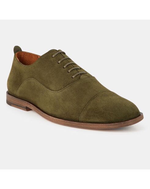 Richelieus en Velours de Cuir Perry vert marron