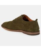 Richelieus en Velours de Cuir Perry vert marron