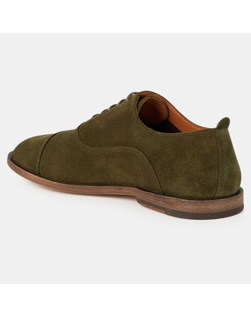 Richelieus en Velours de Cuir Perry vert marron