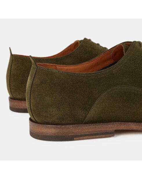 Richelieus en Velours de Cuir Perry vert marron