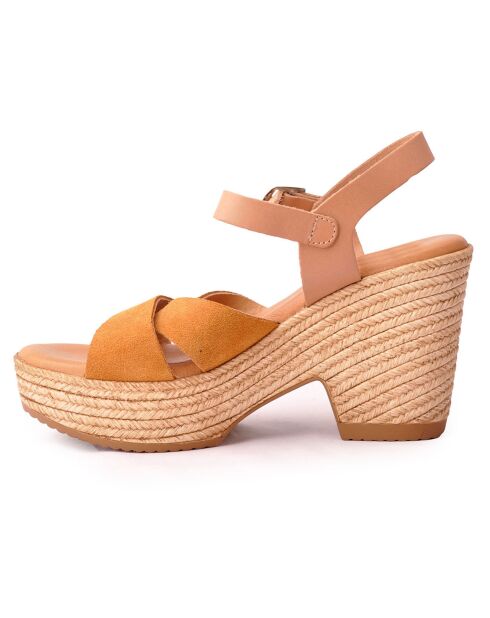 Valeska leren sandalen met hoge hak camel/beige - Hak 9 cm