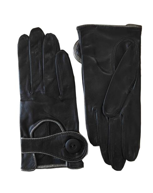 Gants en Cuir d'Agneau Auto marron foncé/métal