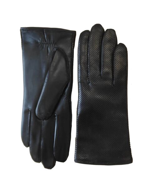 Gants en Cuir d'Agneau doublure Laine Carline noirs