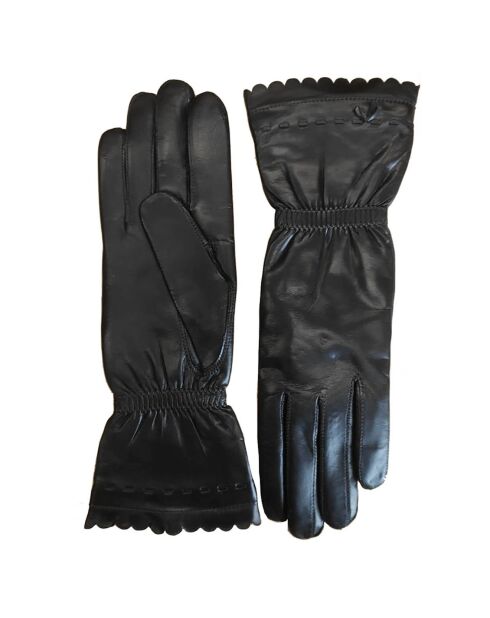 Gants en Cuir d'Agneau doublure Laine Princesse noirs