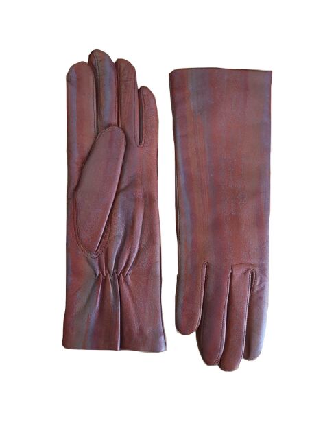 Gants en Cuir d'Agneau doublure Laine Rainbow imprimés rouges