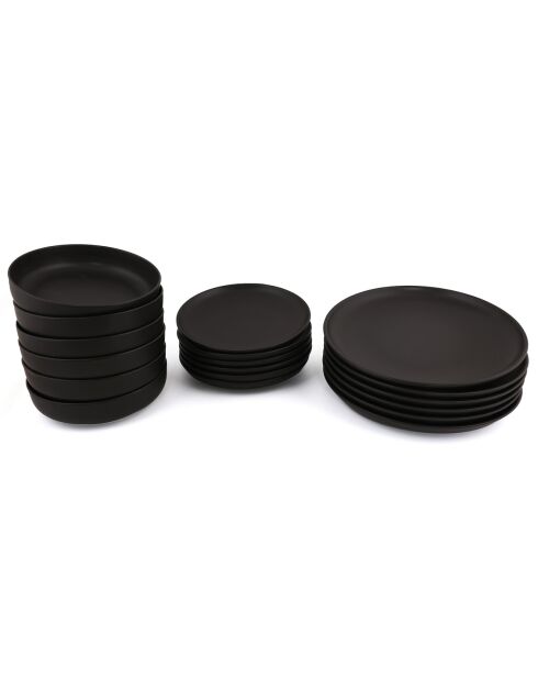 Servizio da tavola in porcellana nera - 18 pezzi