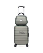 Cabinekoffer met 4 enkele wielen & Vanity Aurelia 53/28 cm kakigroen