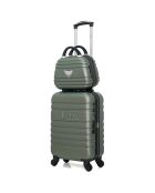 Cabinekoffer met 4 enkele wielen & Vanity Aurelia 53/28 cm kakigroen