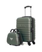 Cabinekoffer met 4 enkele wielen & Vanity Aurelia 53/28 cm kakigroen