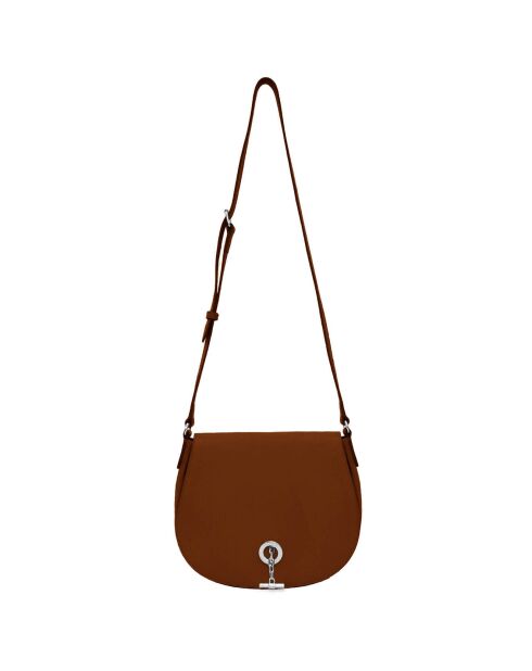 Sac bandoulière en Cuir Paris cognac - 26x21x11 cm