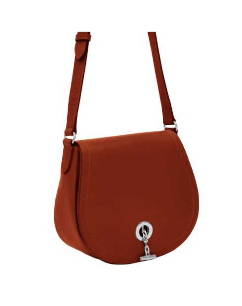 Sac bandoulière en Cuir Paris argile - 26x21x11 cm