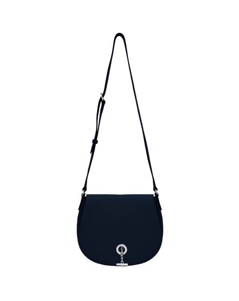 Sac bandoulière en Cuir Paris marine - 26x21x11 cm