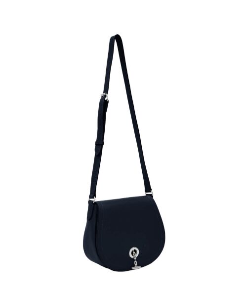 Sac bandoulière en Cuir Paris marine - 26x21x11 cm