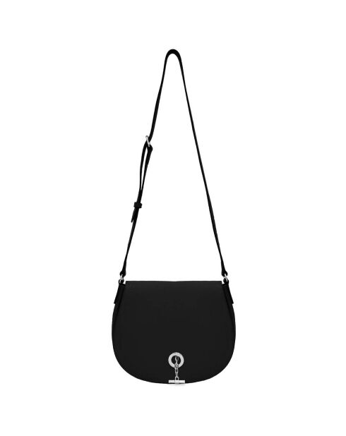 Sac bandoulière en Cuir Paris noir - 26x21x11 cm