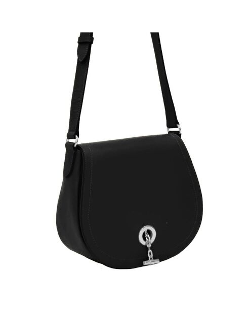 Sac bandoulière en Cuir Paris noir - 26x21x11 cm