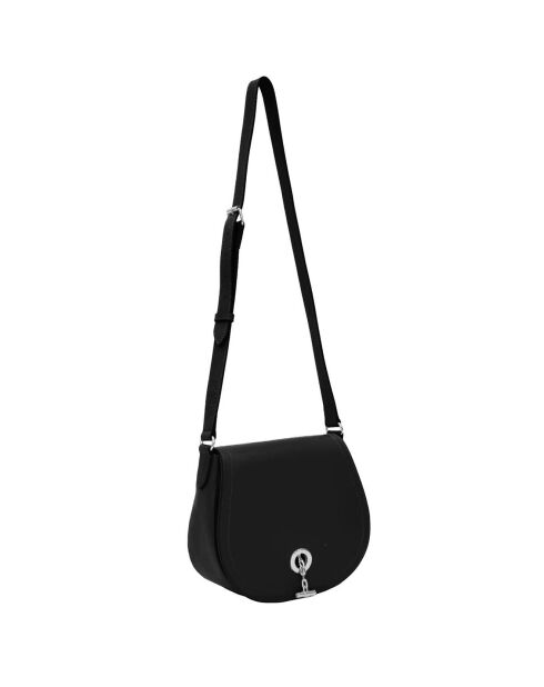 Sac bandoulière en Cuir Paris noir - 26x21x11 cm