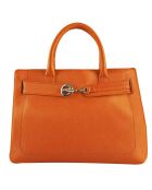 Sac bandoulière en Cuir Paris orange - 23x24x12 cm