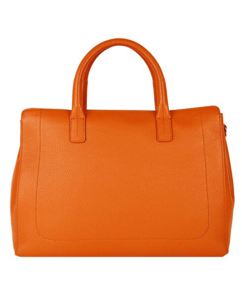 Sac bandoulière en Cuir Paris orange - 23x24x12 cm