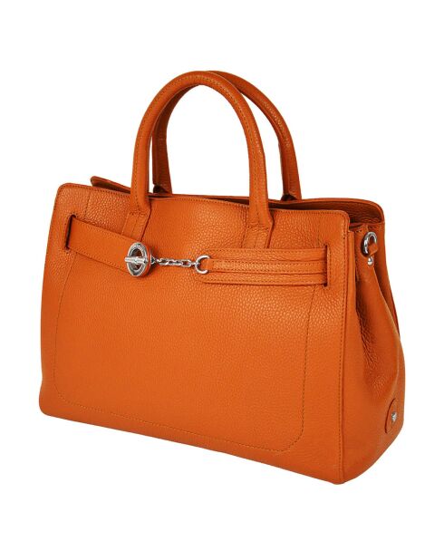 Sac bandoulière en Cuir Paris orange - 23x24x12 cm