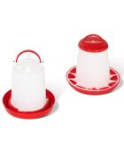 Abreuvoir + Distributeur Poules - Cl rouge/blanc