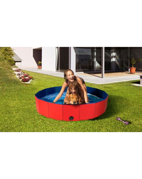Piscine pour Chien 120 cm bleu/rouge