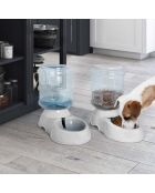 2 distributori di acqua e cibo per animali bianchi