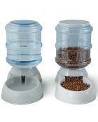 2 distributori di acqua e cibo per animali bianchi