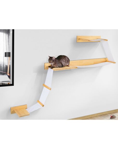 Composition Murale pour Chat bois/blanc