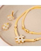 Parure Collier & Boucles d'oreilles Crosella dorée à l'or fin