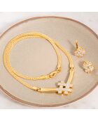 Parure Collier & Boucles d'oreilles Crosella dorée à l'or fin