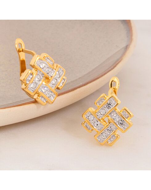 Parure Collier & Boucles d'oreilles Crosella dorée à l'or fin