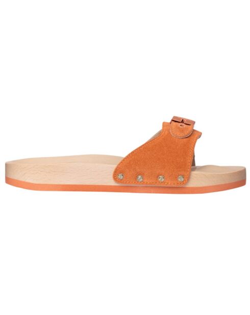 Mules en Velours de Cuir Pescura Flat oranges