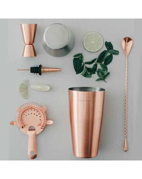 Set préparation barman Cocktail rose cuivré - 5 pièces