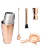Set préparation barman Cocktail rose cuivré - 5 pièces