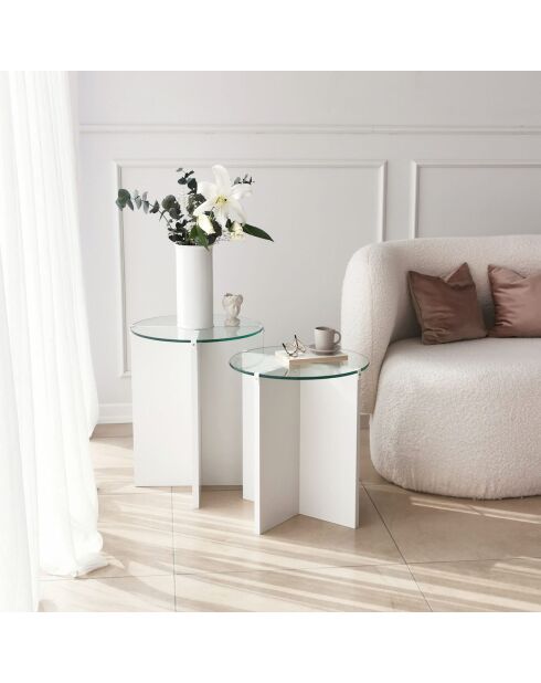 2 Tables d'appoint Lily blanches