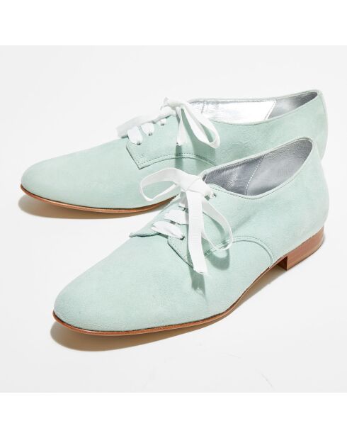 Derbies en Velours de Cuir vert d'eau