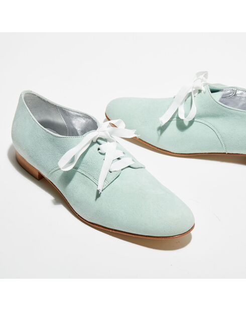 Derbies en Velours de Cuir vert d'eau