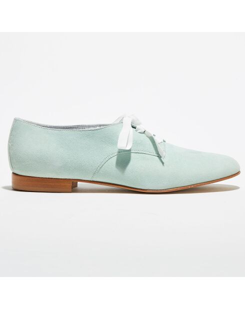 Derbies en Velours de Cuir vert d'eau