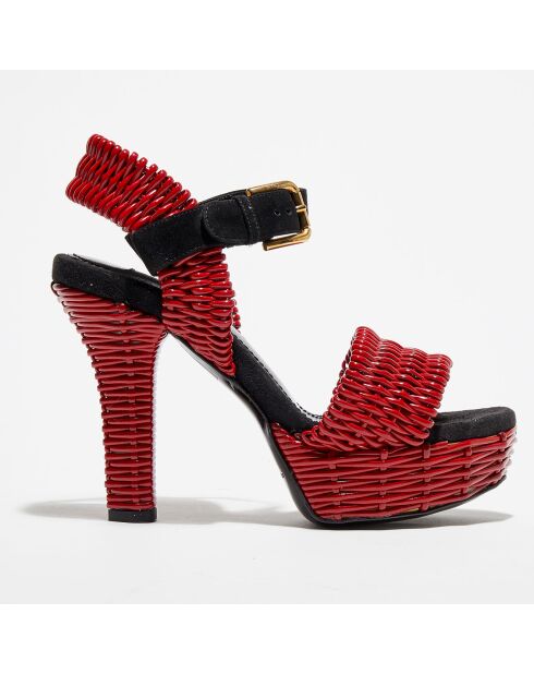 Sandales en Cuir vernis tressé rouges - Talon 13 cm