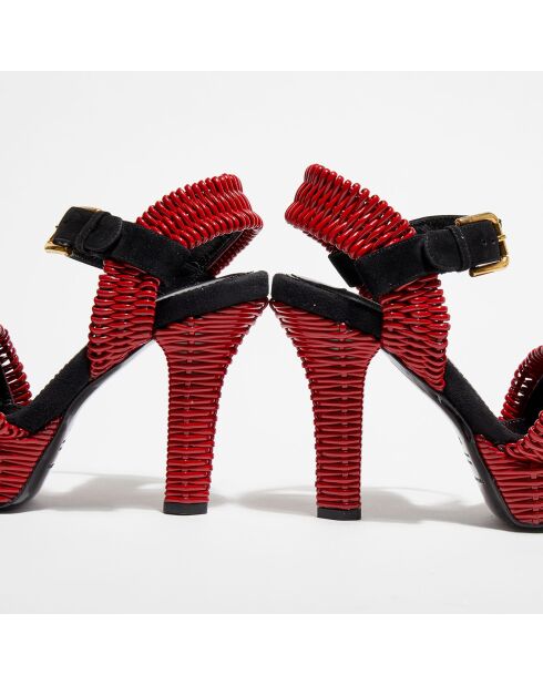 Sandales en Cuir vernis tressé rouges - Talon 13 cm