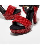 Sandales en Cuir vernis tressé rouges - Talon 13 cm