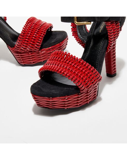 Sandales en Cuir vernis tressé rouges - Talon 13 cm