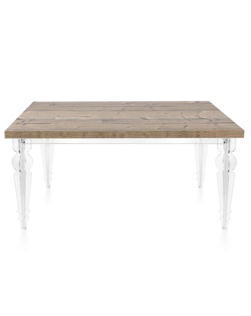 Table Maulabile transparent/bois - 155/255x90x75 cm