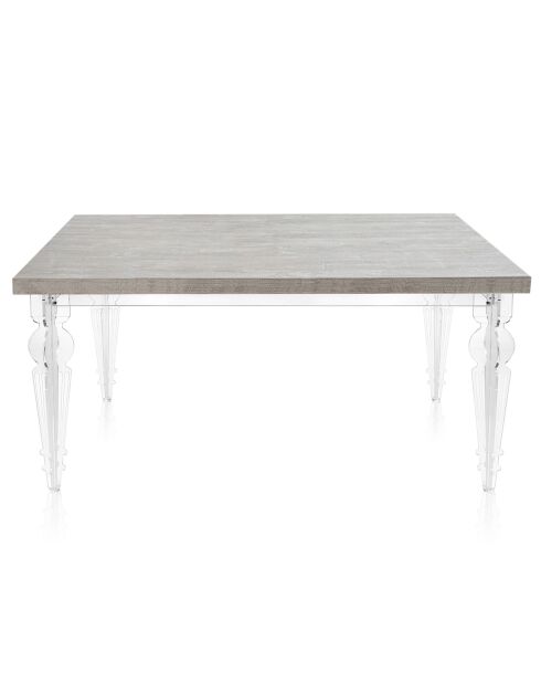 Table Maulabile transparent/gris - 155/255x90x75 cm