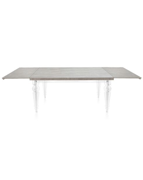 Table Maulabile transparent/gris - 155/255x90x75 cm