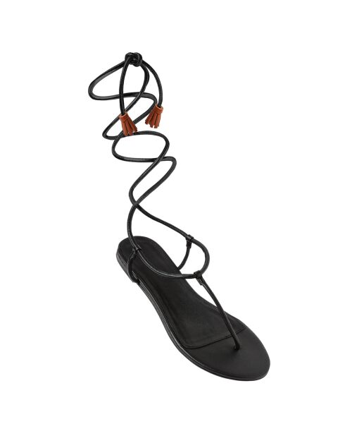 Schwarze Isaure Ledersandalen