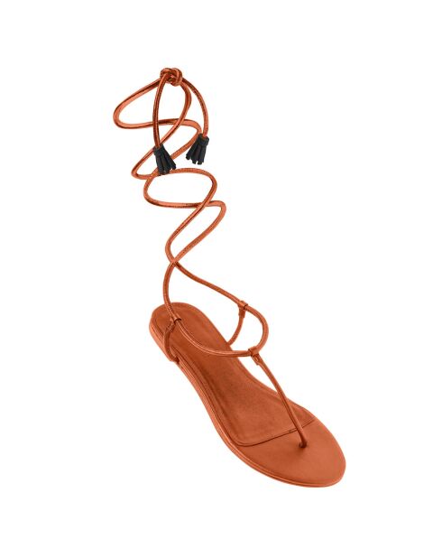 Isaure camelfarbene Ledersandalen