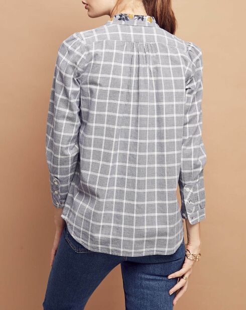 Chemise Florencia en Coton à carreaux blanc/marine