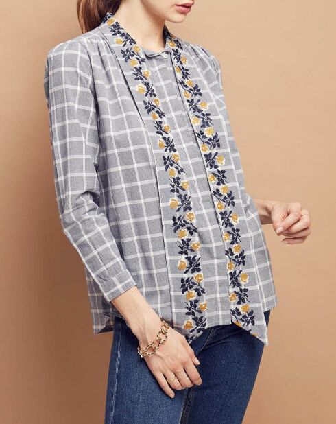Chemise Florencia en Coton à carreaux blanc/marine
